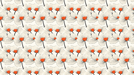 Papier peint fleurs délicates Motif de fleurs blanches et oranges sur fond clair