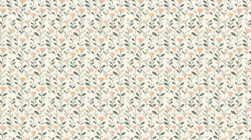 Papier peint fleurs délicates Motif floral avec des fleurs pêche sur fond crème