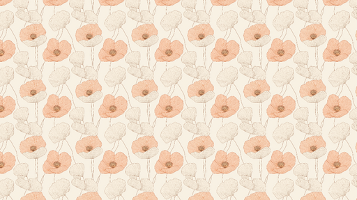 Papier peint fleurs délicates Motifs de coquelicots et feuillages aux teintes douces