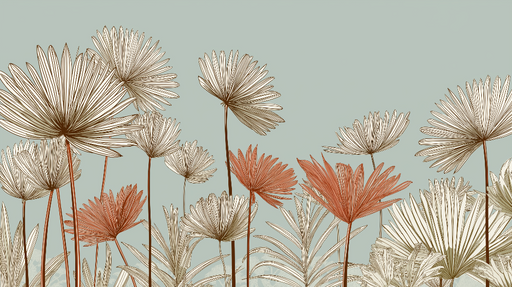 Papier peint fleurs délicates Motifs floraux en lignes sur fond pastel