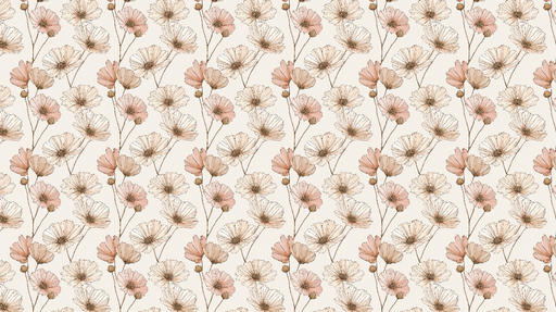 Papier peint fleurs délicates Motifs floraux pastel sur fond crème