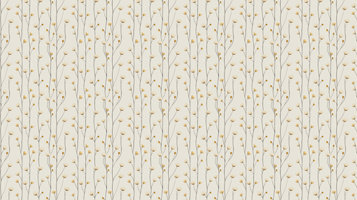 Papier peint fleurs délicates Tiges fines avec fleurs blanches et touches dorées