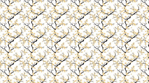 Papier peint fleurs dorées Branches artistiques ornées de fleurs délicates jaunes sur fond blanc