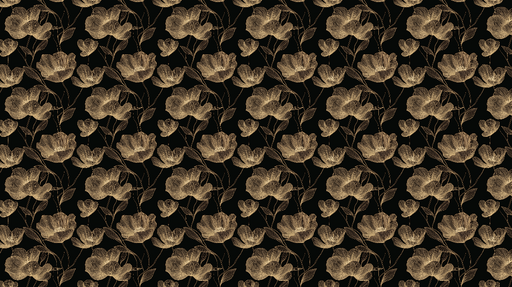 Papier peint fleurs dorées Éclat raffiné sur fond noir