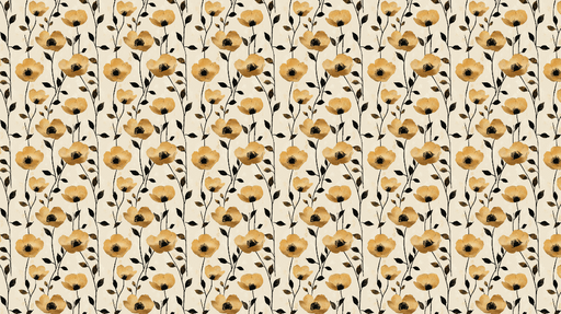 Papier peint fleurs dorées Élégant motif floral sur fond crème