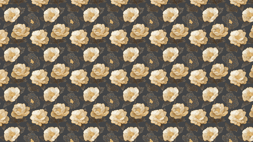 Papier peint fleurs dorées Élégants motifs floraux sur fond sombre