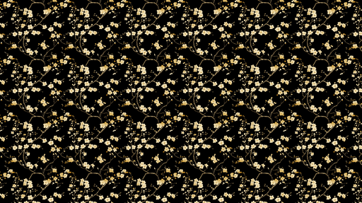 Papier peint fleurs dorées Motif floral élégant sur fond noir