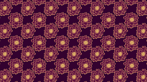 Papier peint fleurs dorées Motif floral élégant sur fond violet profond