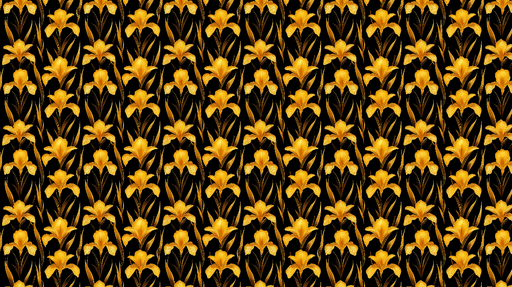 Papier peint fleurs dorées Motif floral en or sur fond noir élégant