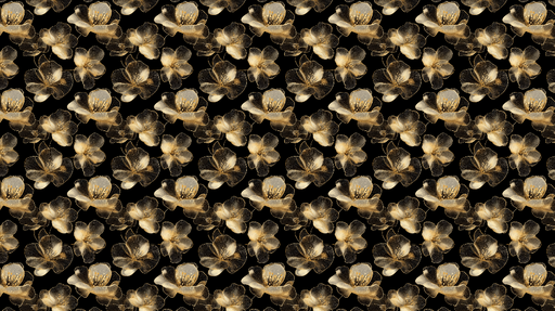 Papier peint fleurs dorées Motifs floraux élégants sur fond noir