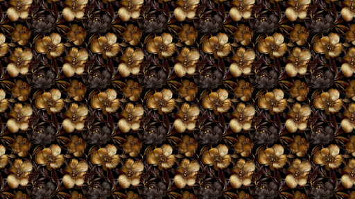 Papier peint fleurs dorées Un motif floral avec des nuances de doré et de noir