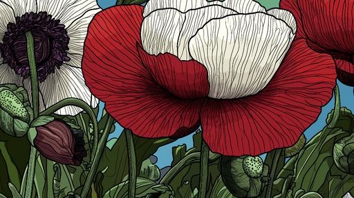 Papier peint fleurs éclatantes Motif de coquelicots colorés