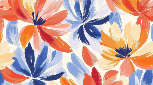 Papier peint fleurs éclatantes avec motifs floraux en peinture à brosse aux couleurs vives pour décoration murale moderne