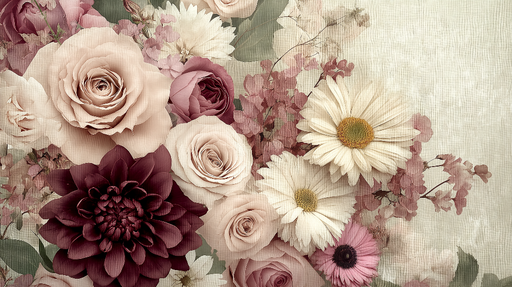 Papier peint fleurs Élégance florale en nuances douces