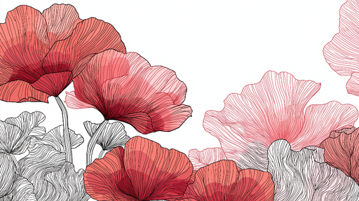 Papier peint fleurs Élégantes fleurs rouges aux détails fins