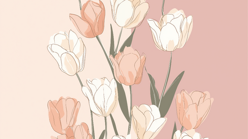 Papier peint fleurs Élégantes tulipes aux teintes douces sur fond pastel