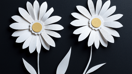 Papier peint fleurs en papier Motifs de fleurs blanches sur fond noir