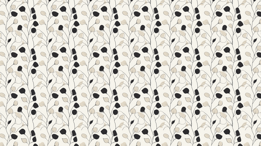 Papier peint fleurs et feuilles Motif en noir beige et blanc