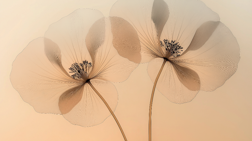 Papier peint fleurs éthérées Fleurs délicates en transparence sur fond doux