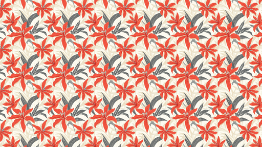 Papier peint fleurs exotiques Motif de fleurs rouges et feuillage élégant