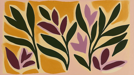 Papier peint fleurs Feuilles en peinture pastel