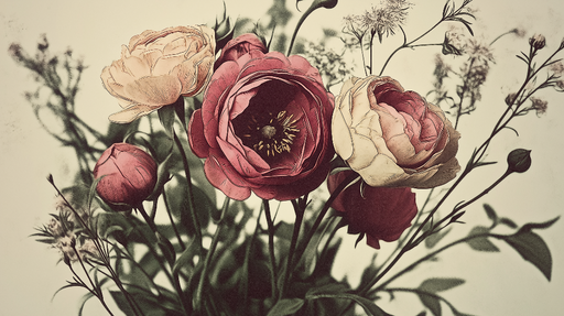 Papier peint fleurs Fleurs délicates stylisées