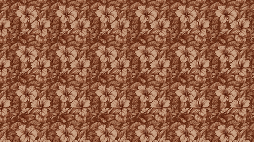 Papier peint fleurs hibiscus Motif floral chaleureux en nuances de brun