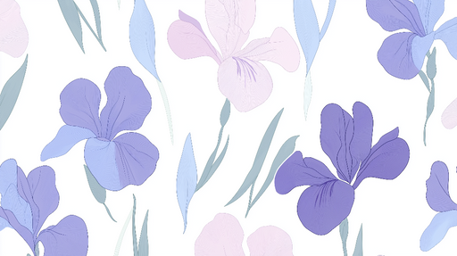 Papier peint fleurs iris avec motifs délicats aux teintes pastel pour décoration murale élégante.