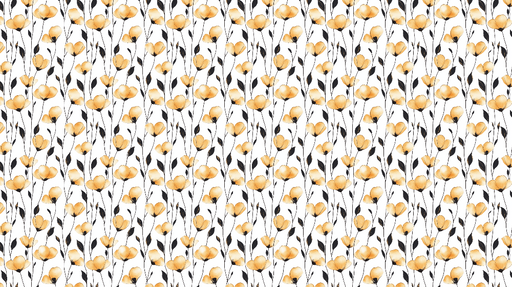 Papier peint fleurs jaunes Élégantes fleurs délicates sur fond blanc