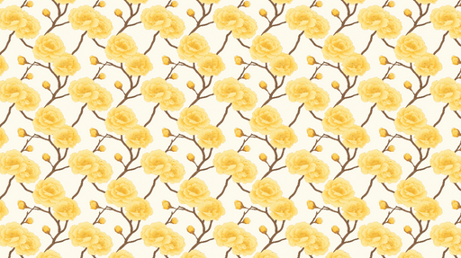 Papier peint fleurs jaunes Élégantes fleurs jaunes sur branches délicates