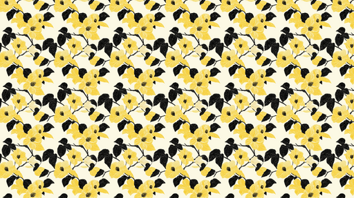 Papier peint fleurs jaunes et noires Motif floral vibrant sur fond clair