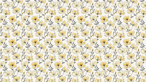 Papier peint fleurs jaunes Motif de fleurs jaunes aquarellées sur fond crème