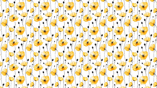 Papier peint fleurs jaunes Motif de fleurs jaunes sur fond blanc