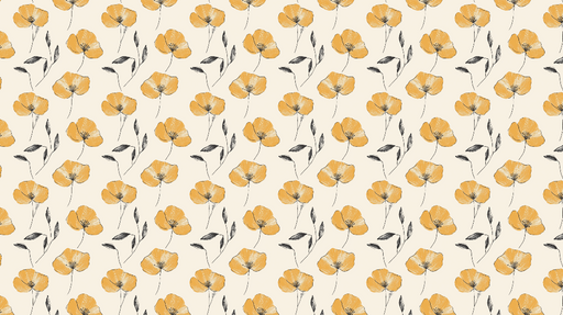 Papier peint fleurs jaunes Motif de fleurs jaunes sur fond crème