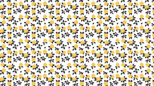 Papier peint fleurs jaunes Motif de roses jaunes sur fond blanc avec feuillage noir