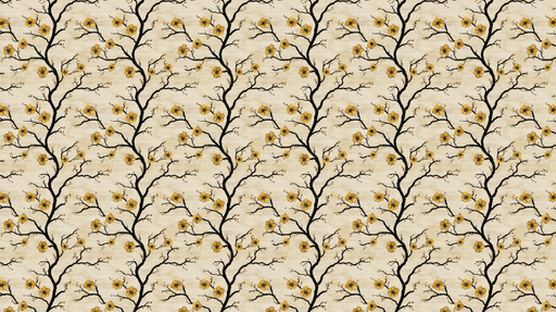 Papier peint fleurs jaunes Motif élégant de branches avec fleurs sur fond beige