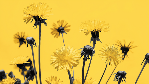 Papier peint fleurs jaunes Motif floral audacieux sur fond jaune éclatant