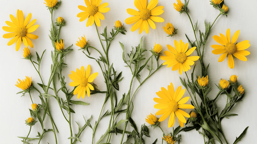 Papier peint fleurs jaunes Motif floral lumineux avec des marguerites en jaune vif