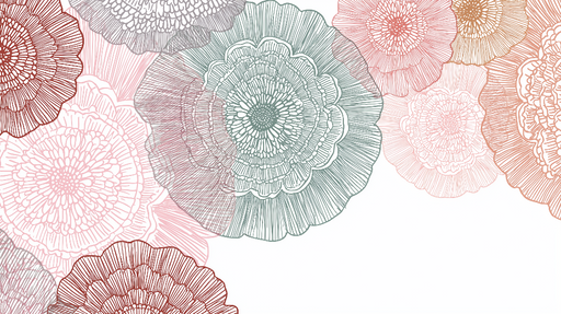 Papier peint fleurs linéaires Motifs floraux délicats aux teintes pastel