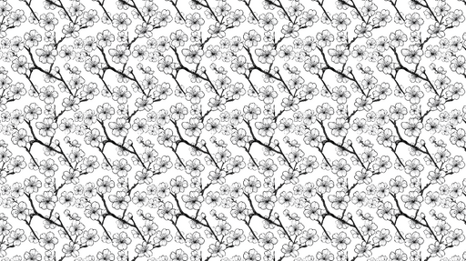 Papier peint fleurs monochrome Détails raffinés de branches fleuries sur fond blanc