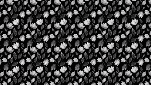 Papier peint fleurs monochromes Élégant motif de fleurs blanches sur fond noir