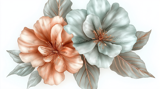 Papier peint fleurs Motif floral en rose et vert