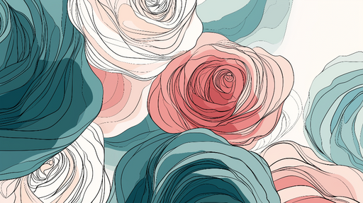 Papier peint fleurs Motifs de roses en dégradés de couleurs douces