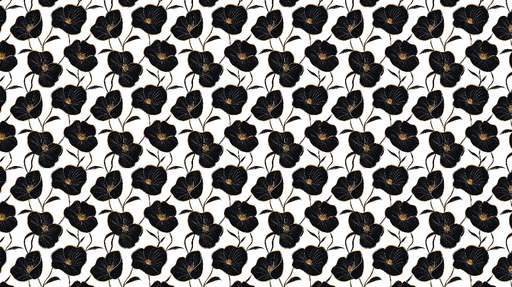 Papier peint fleurs noires Elegance florale sur fond blanc