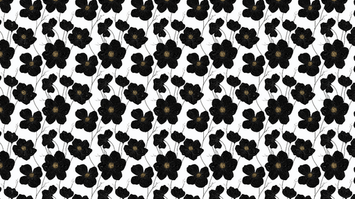 Papier peint fleurs noires Élégantes fleurs noires sur fond blanc