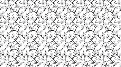 Papier peint fleurs noires et blanches Motif délicat de branches fleuries en noir et blanc