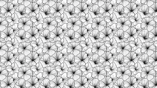 Papier peint fleurs noires et blanches Motif détaillé de fleurs et fond clair