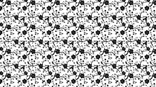 Papier peint fleurs noires et blanches Motif élégant de branches fleuries sur fond blanc