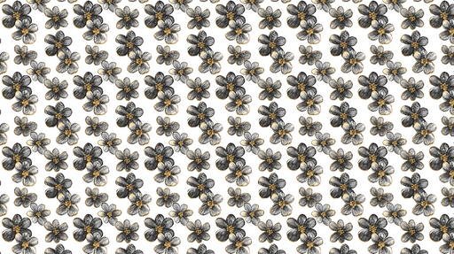 Papier peint fleurs noires et dorées Motifs floraux sophistiqués sur fond blanc