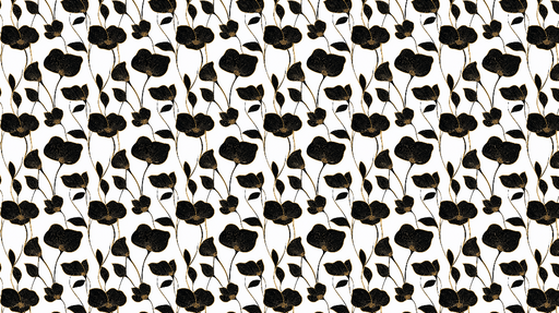 Papier peint fleurs noires Motif élégant de fleurs stylisées sur fond blanc